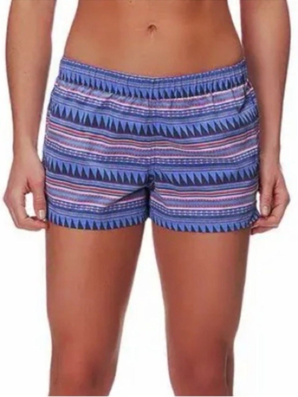 Patagonia Barely Baggies Shorts Purple Geometric Aztec Print Size Small 2.5”
